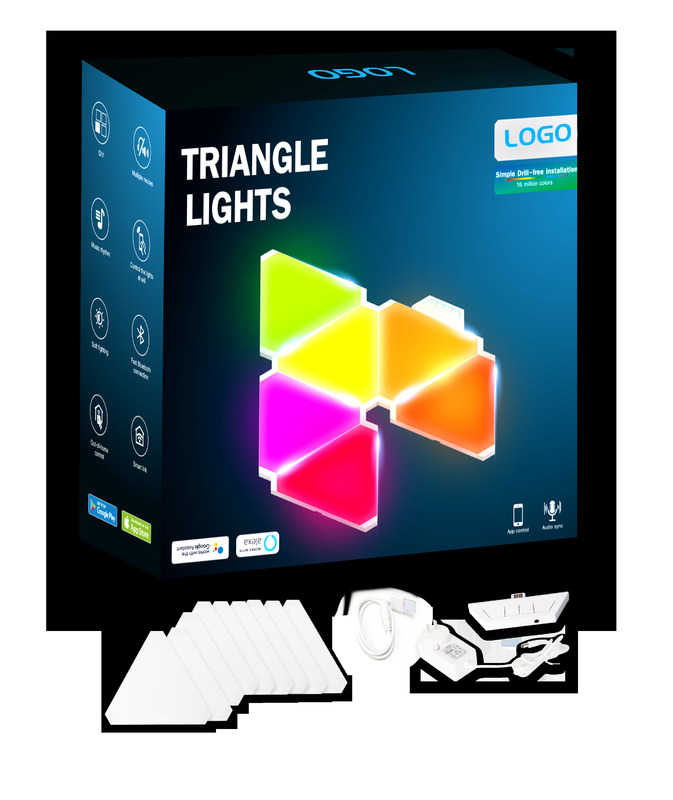 Simple Drill-Free Installation Triangle  Lights 16 Million Colors